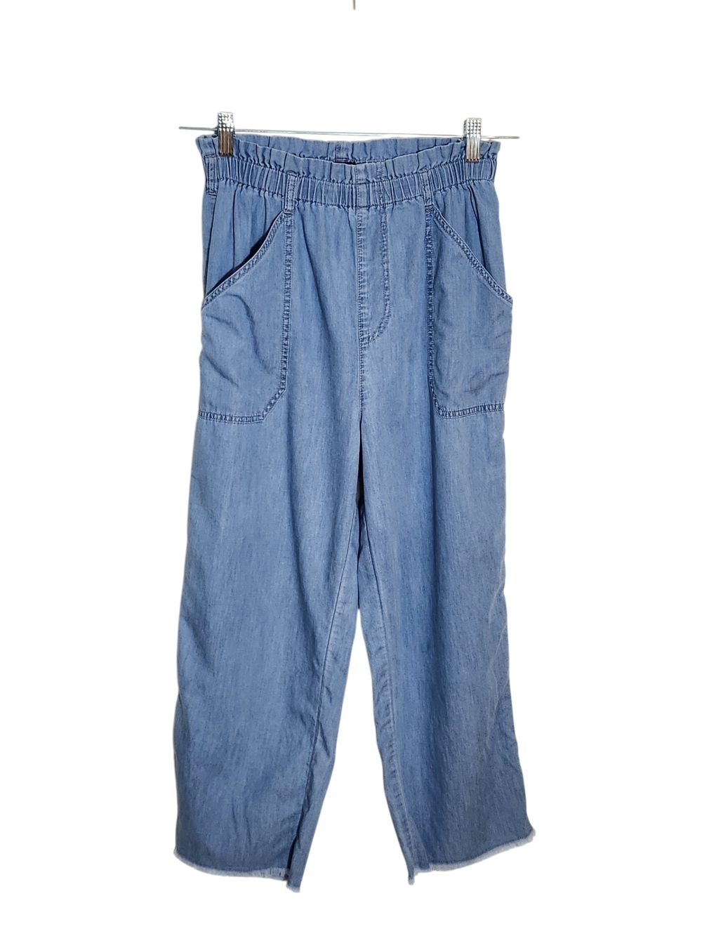 Express Chambray Blue High Rise Pull On Cropped Jeans Size Small